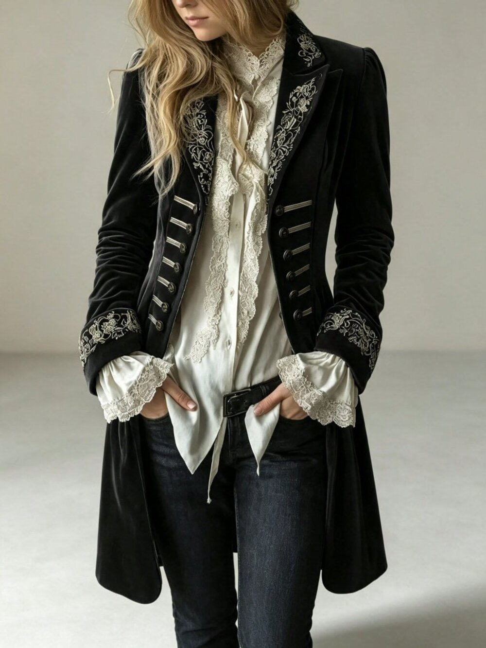 Black Elegant Women's Asymmetrical Trench Coat